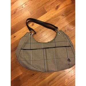 Ralph Lauren large handbag tote shopper Black  plaid tweed houndstooth
